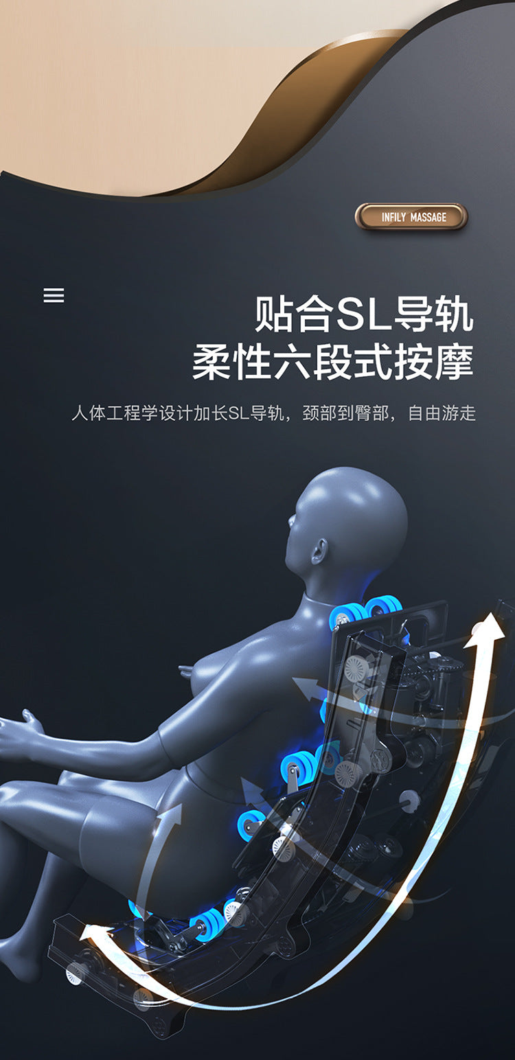 溫哥華倉發貨,七日内免費送貨到府-- 全自动sl轨道按摩椅,太空音乐舱,揉捏多功能电动家用豪华按摩椅 Y-15