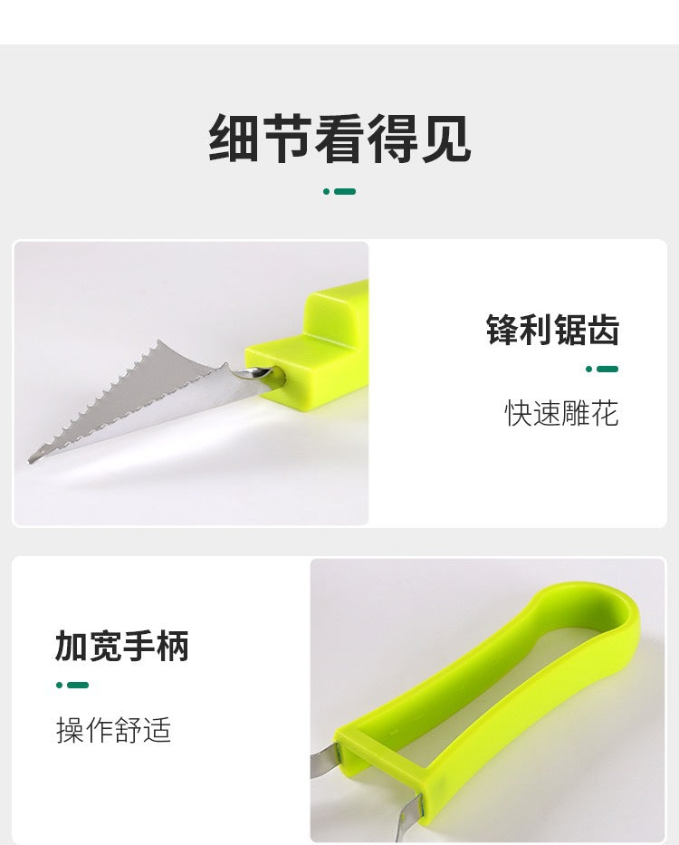新款三合一水果挖球器,挖西瓜球勺,瓜果挖瓤,雕花刀,diy水果工具套装