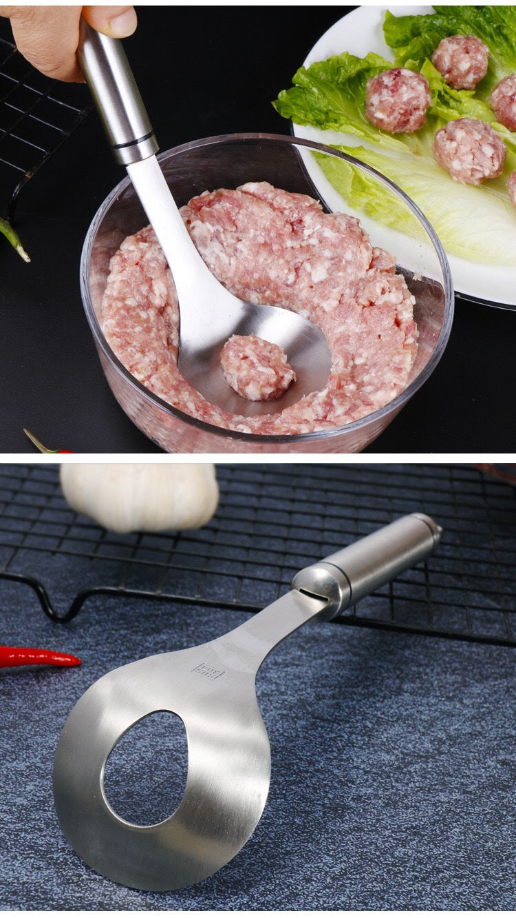 不锈钢肉丸勺 ,家用手挤压肉丸勺,鱼丸挤挖丸子制作器,肉丸勺子器