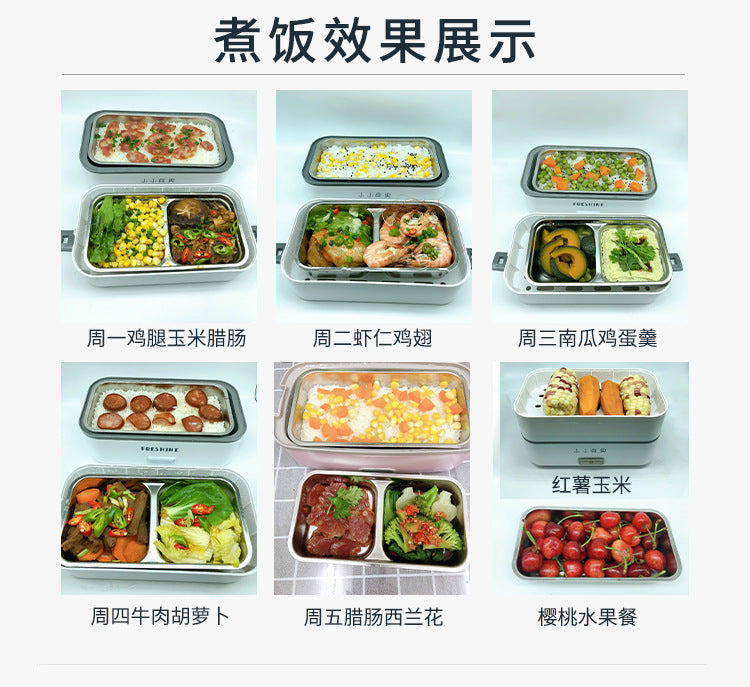 110v办公室电热饭盒,一层两层三层便携式便当盒,可插电加热带饭