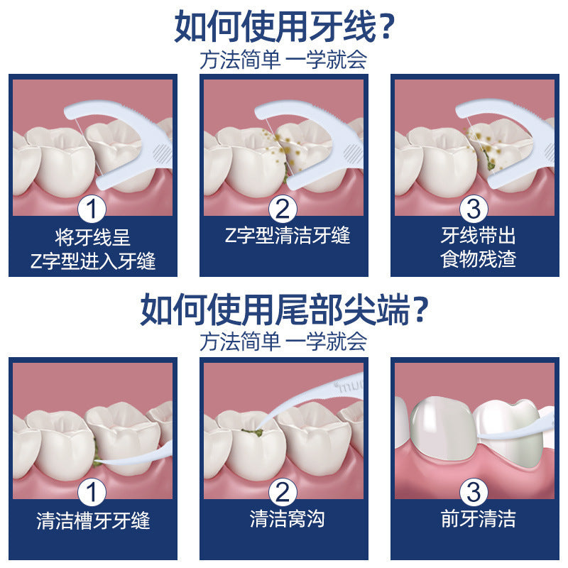 小鹿妈妈牙线, 一次性独立包装超细牙线棒,牙签,牙线盒,袋装牙线